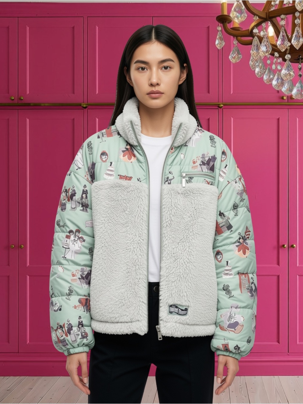 NWT Disney Parks Haunted Mansion Sherpa Puffer Jacket L